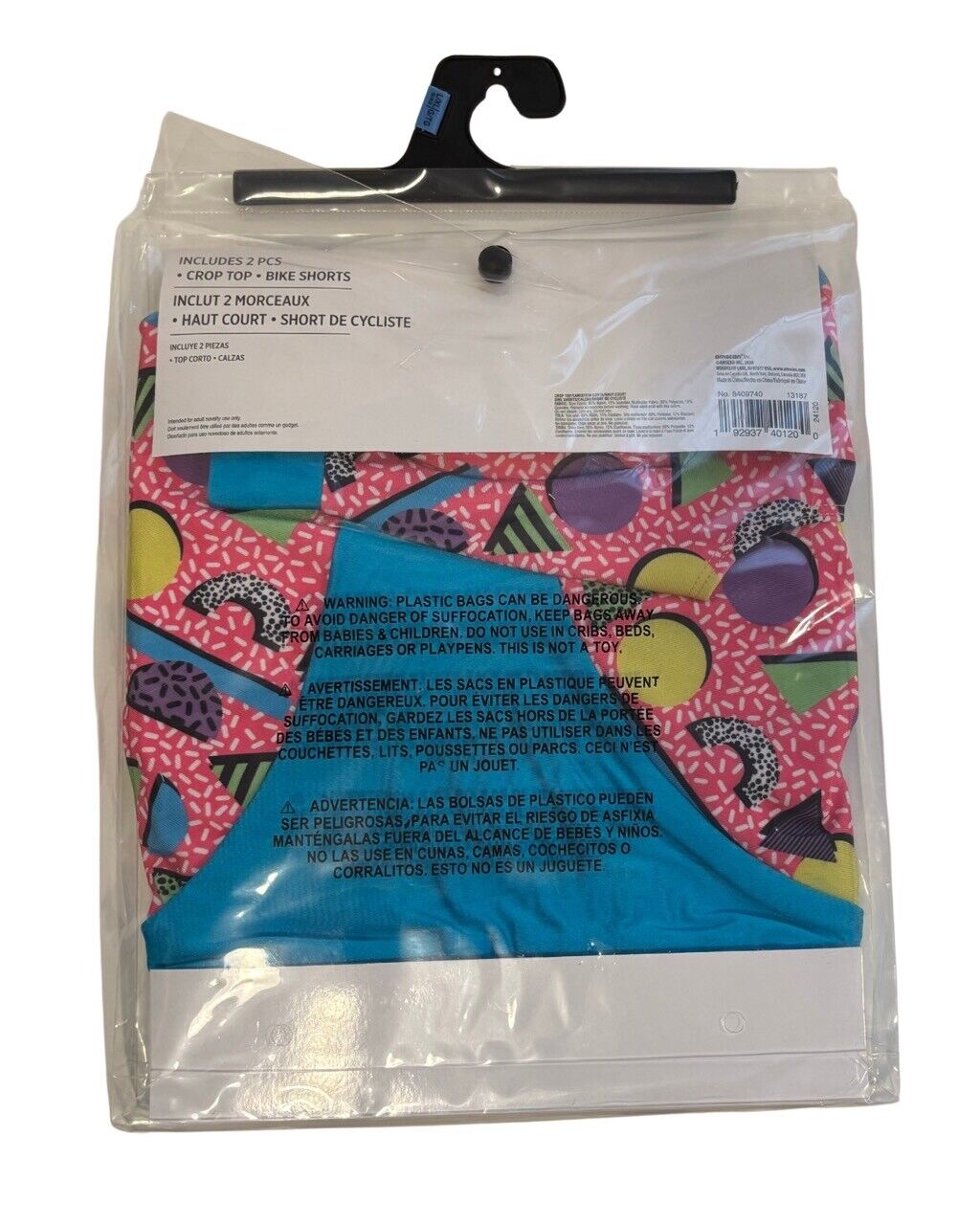 80's AEROBICS WORKOUT KIT COSTUME~L/XL~CROP TOP & SHORTS leotard spandex New