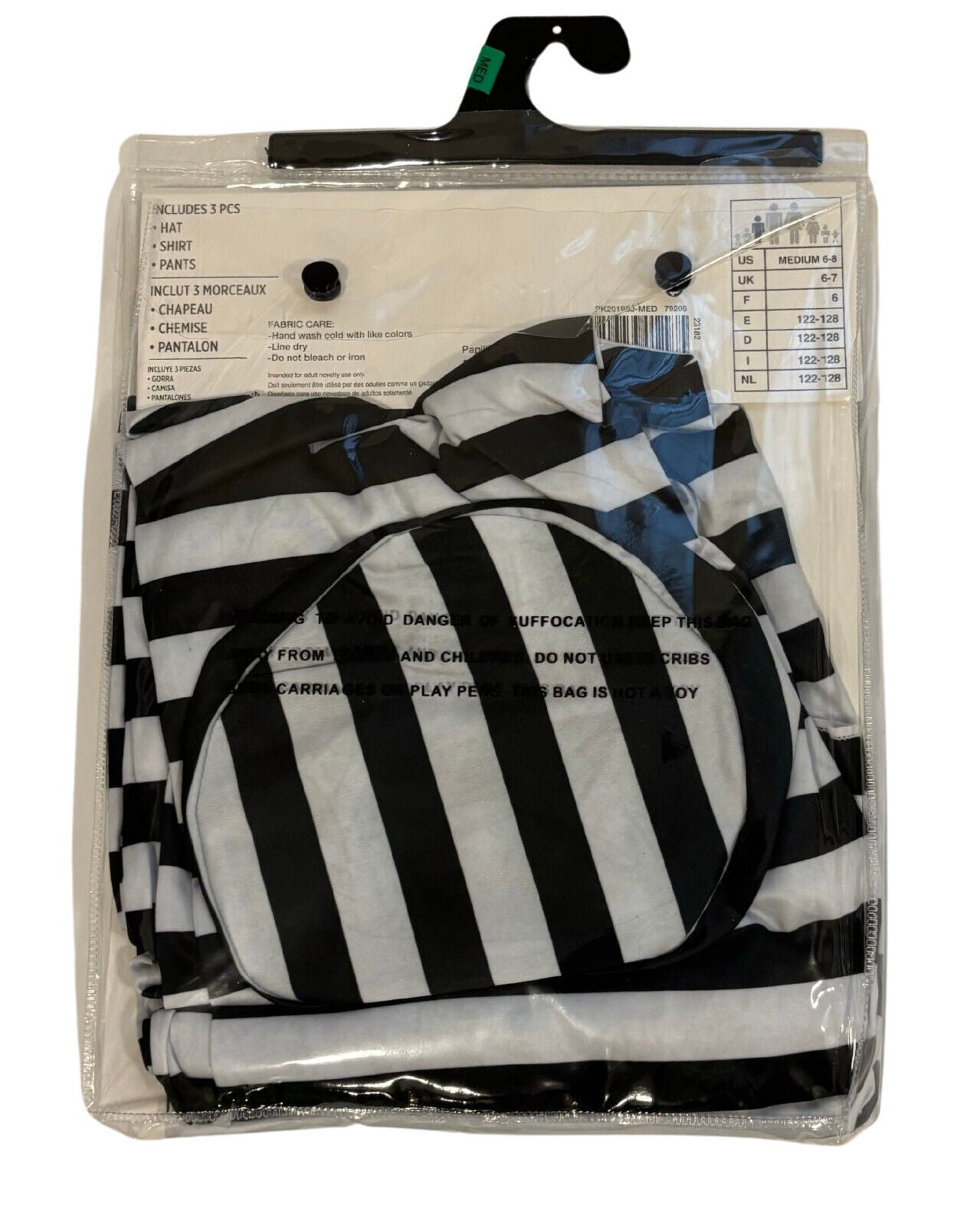 Kids Prisoner Inmate Convict Costume Halloween Kids Child Medium 6/8 Stripe