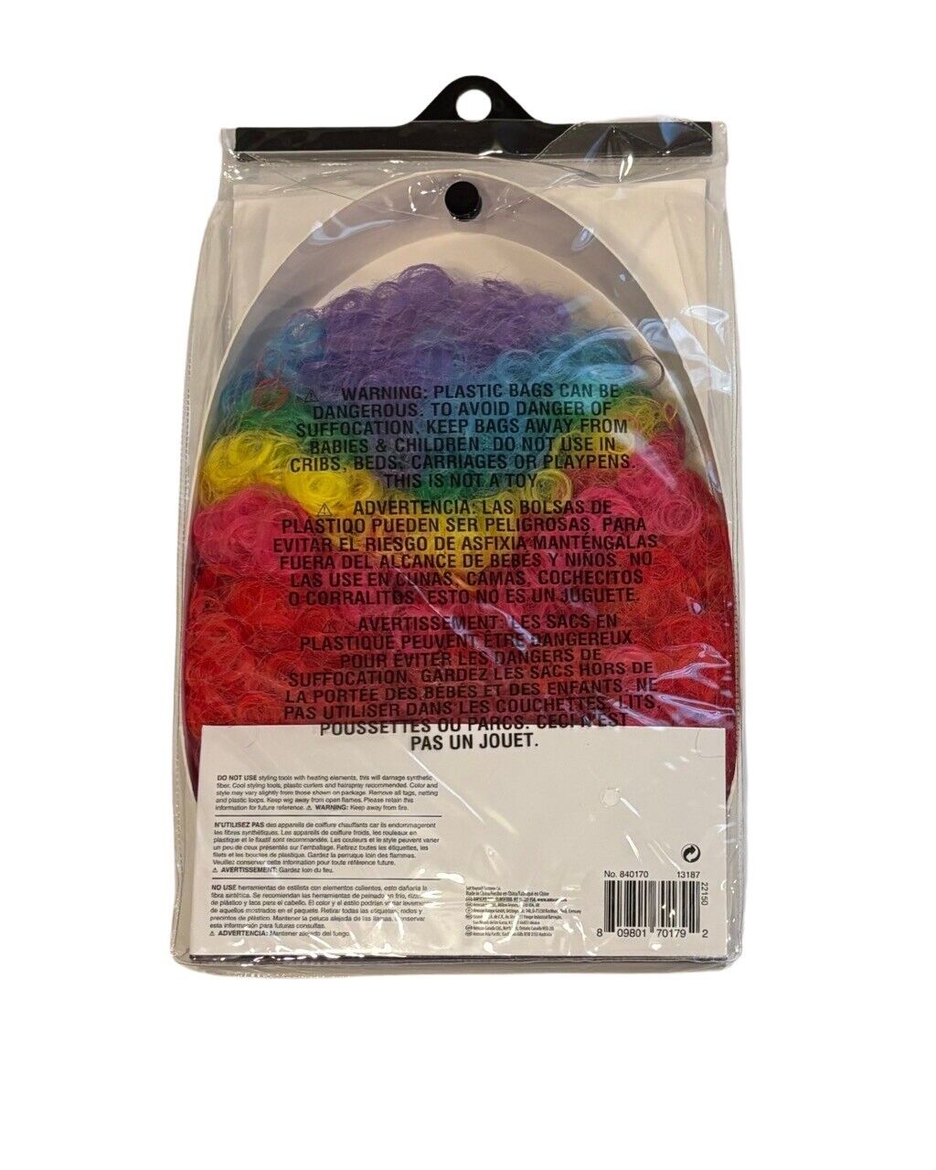 Rainbow Clown Wig Afro Circus Fancy Dress Up Halloween