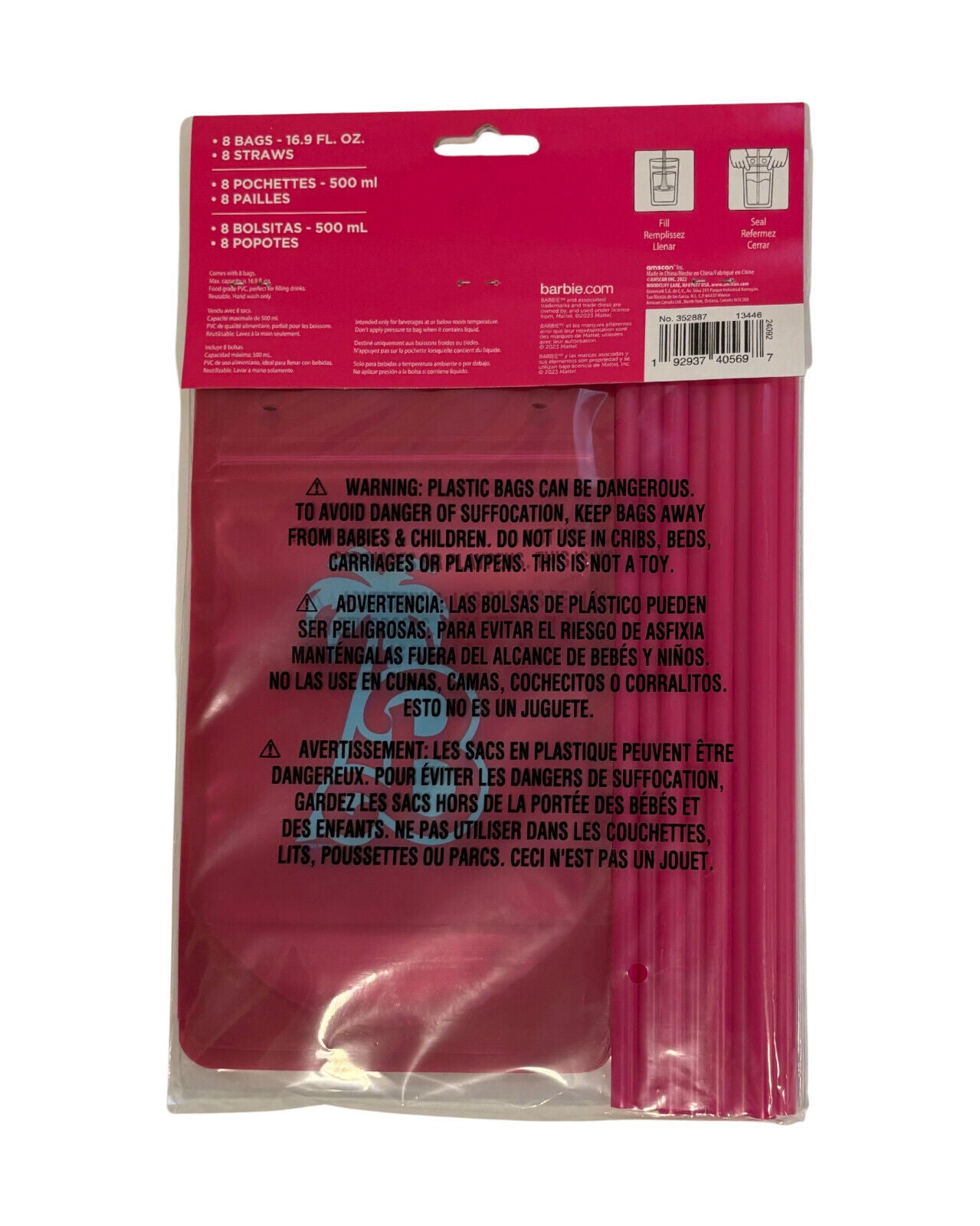 New Barbie Malibu Beach Drink Pouches (8 pouch set)