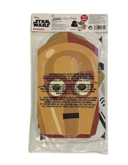 STAR WARS BIRTHDAY PARTY PAPER MASKS 8 PCS