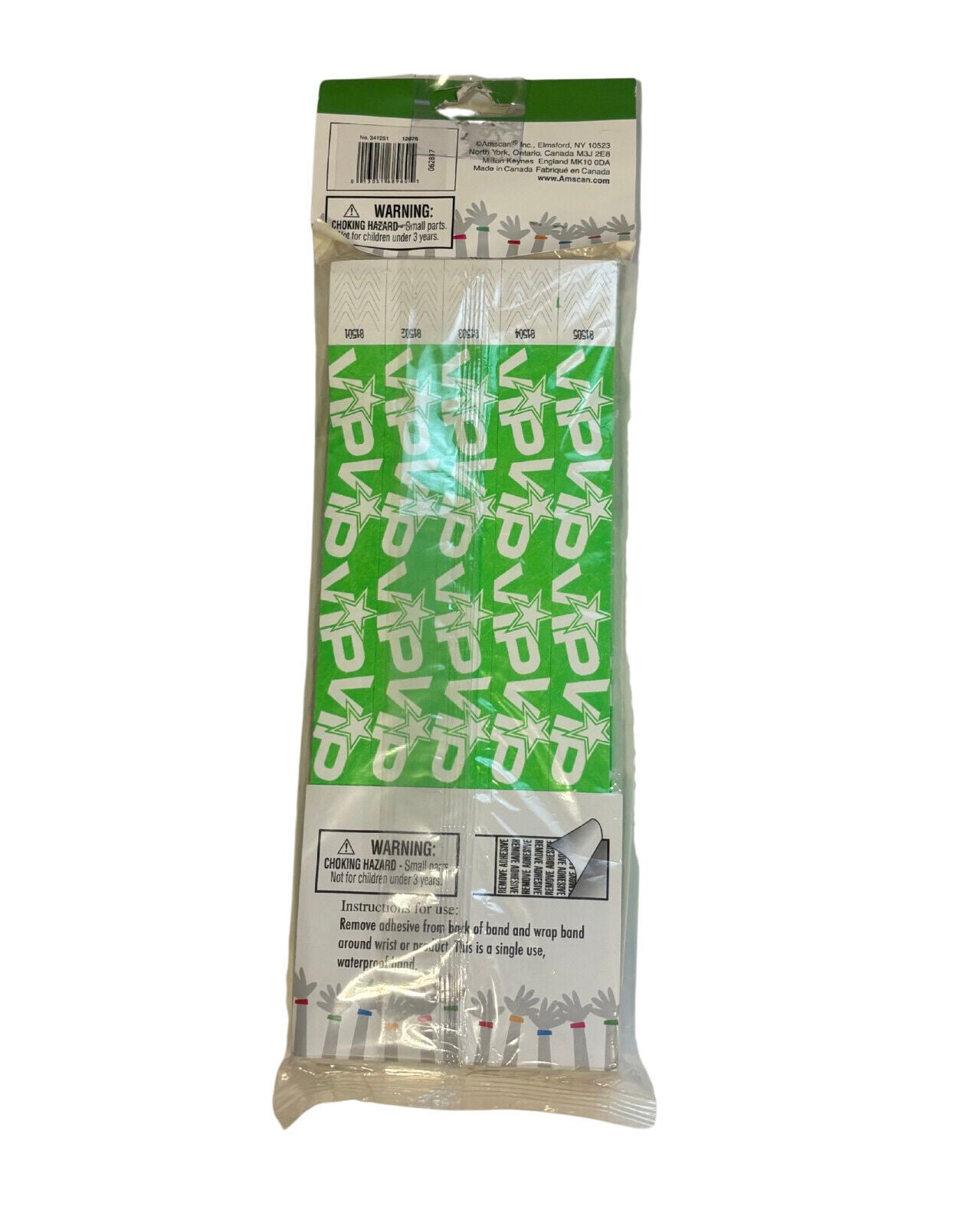 Wristbands Pack 500 Secure Numbered Green VIP (Amscam)
