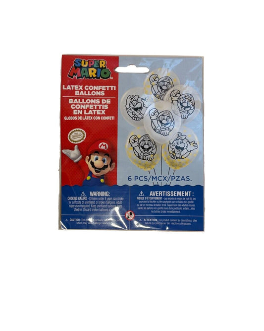 LATEX CONFETTI BALLOONS BIRTHDAY 12'' SUPER MARIO HELIUM QUALITY