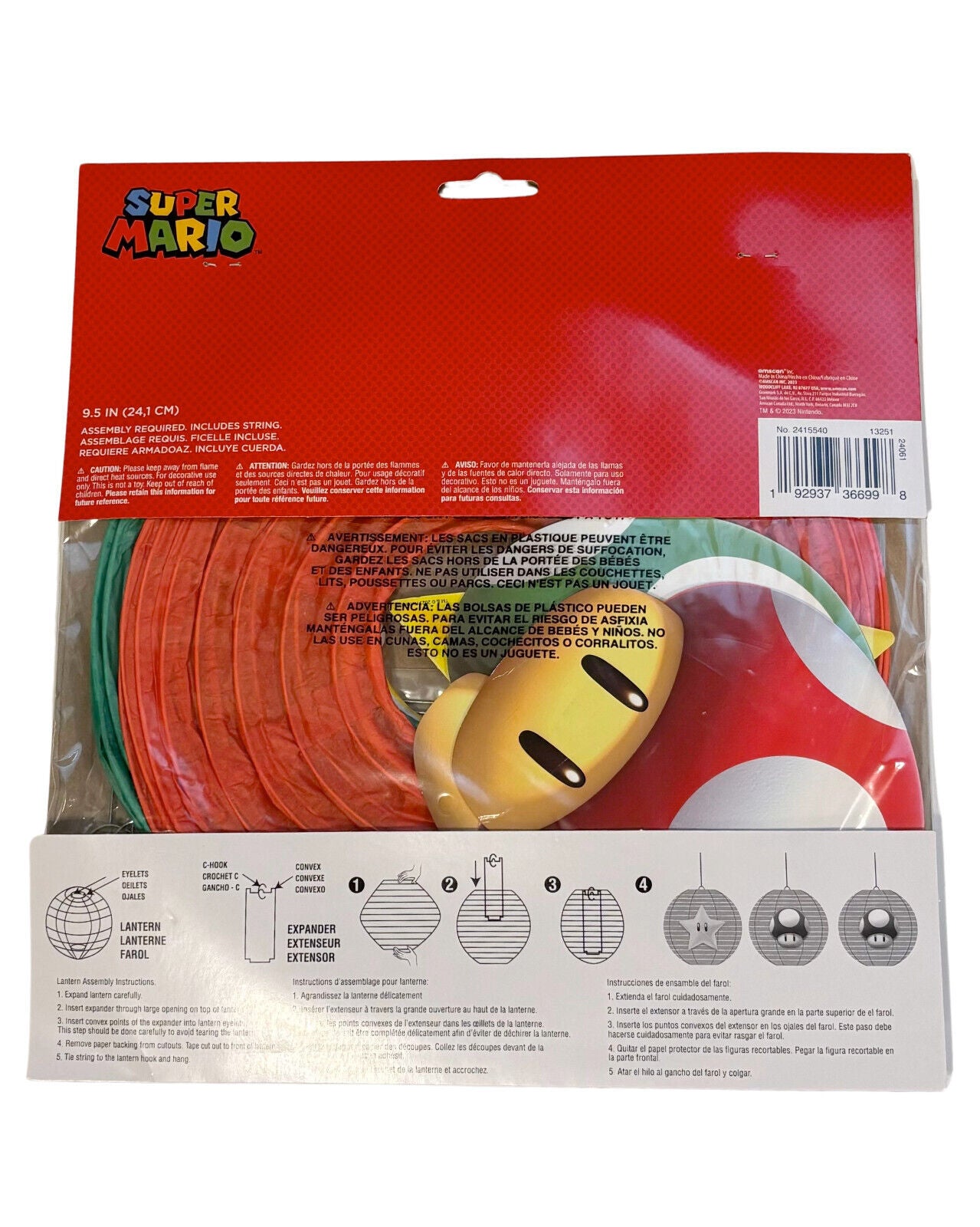 Super Mario Brothers Paper Lanterns Set Of 3 Birthday Party Decoration 9.5”