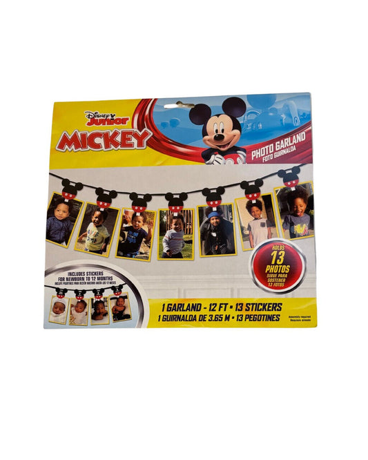 Mickey Mouse Birthday Photo Garland - 12ft Holds 13 Photos Disney Junior