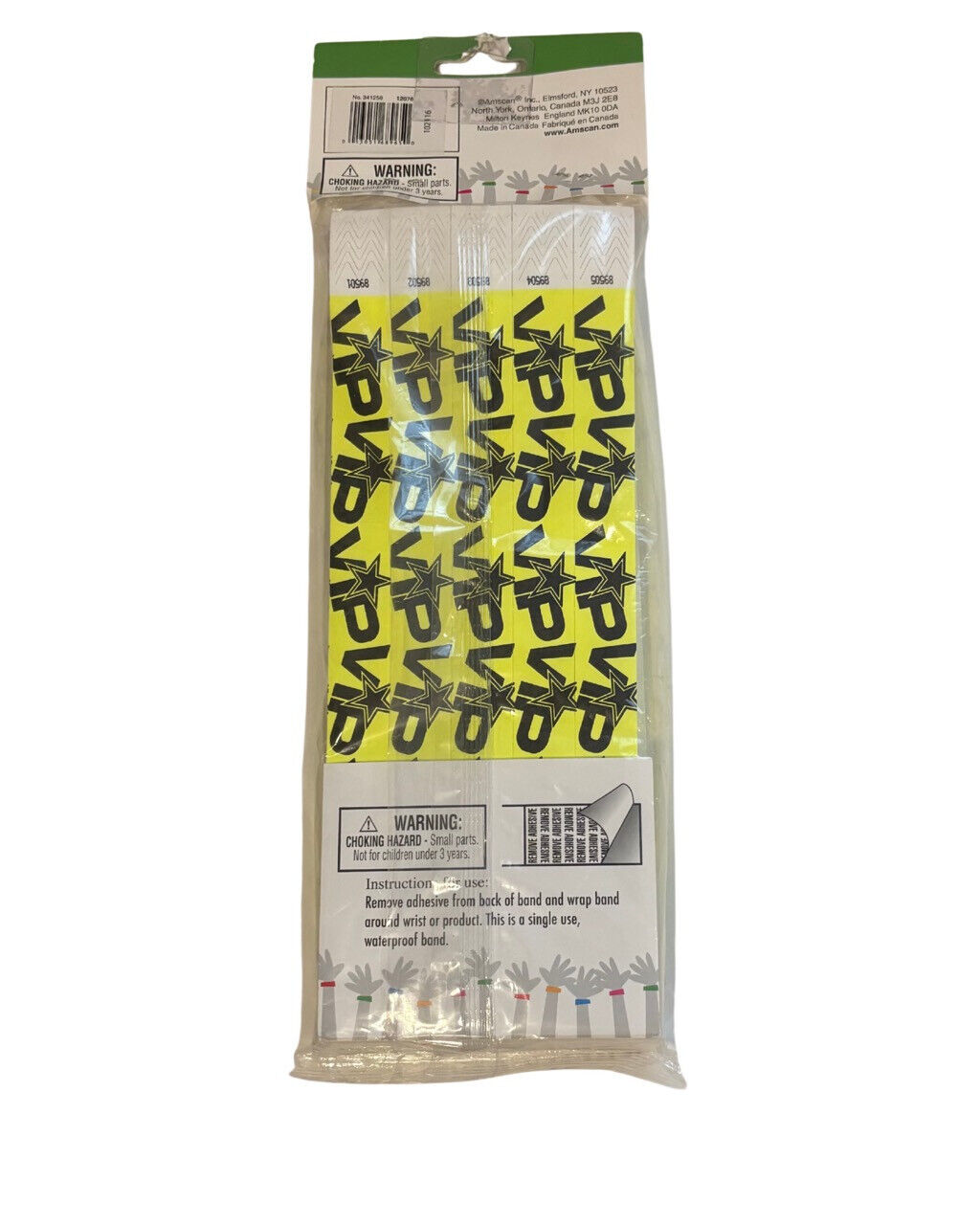 Amscan Tyvek Wristbands Yellow 500 count Events Parties Clubs Numbered