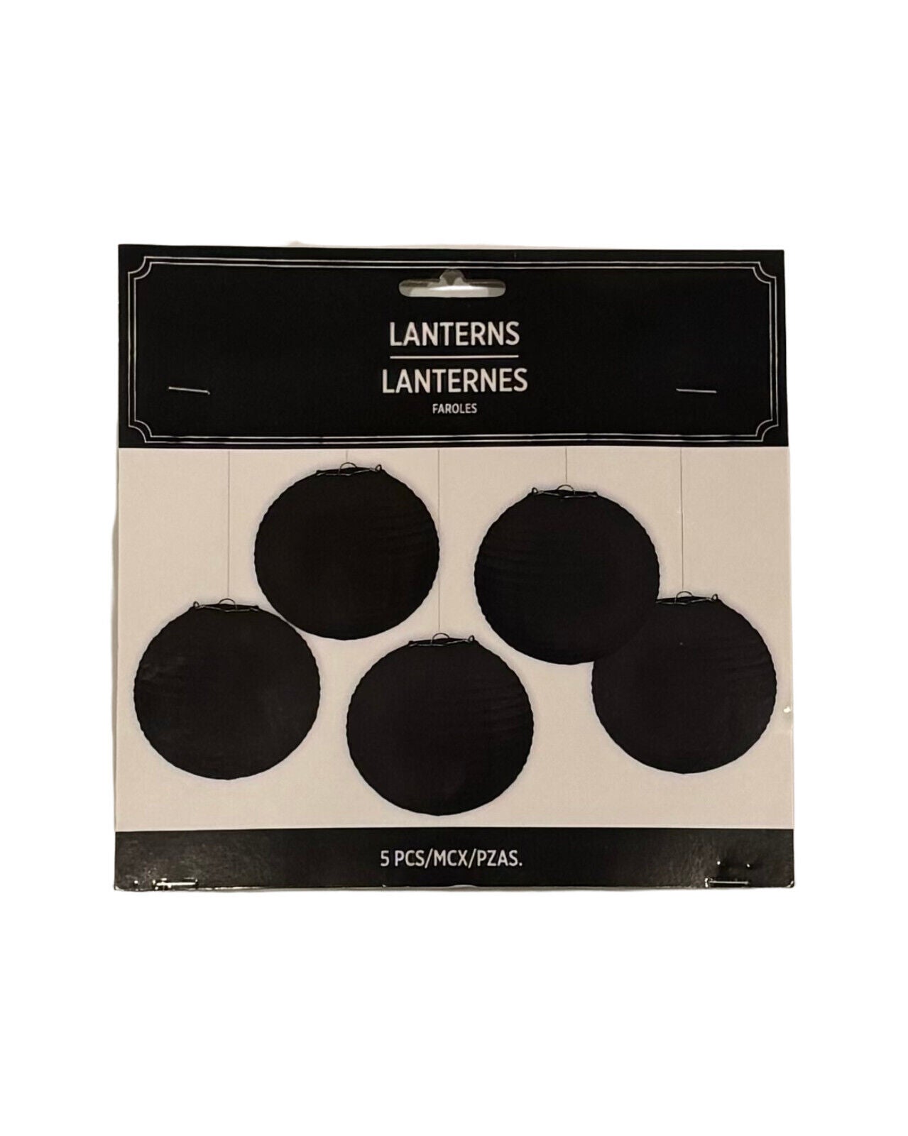Paper Lanterns Party Decorations Set 5 pcs Black