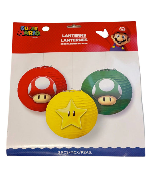 Super Mario Brothers Paper Lanterns Set Of 3 Birthday Party Decoration 9.5”