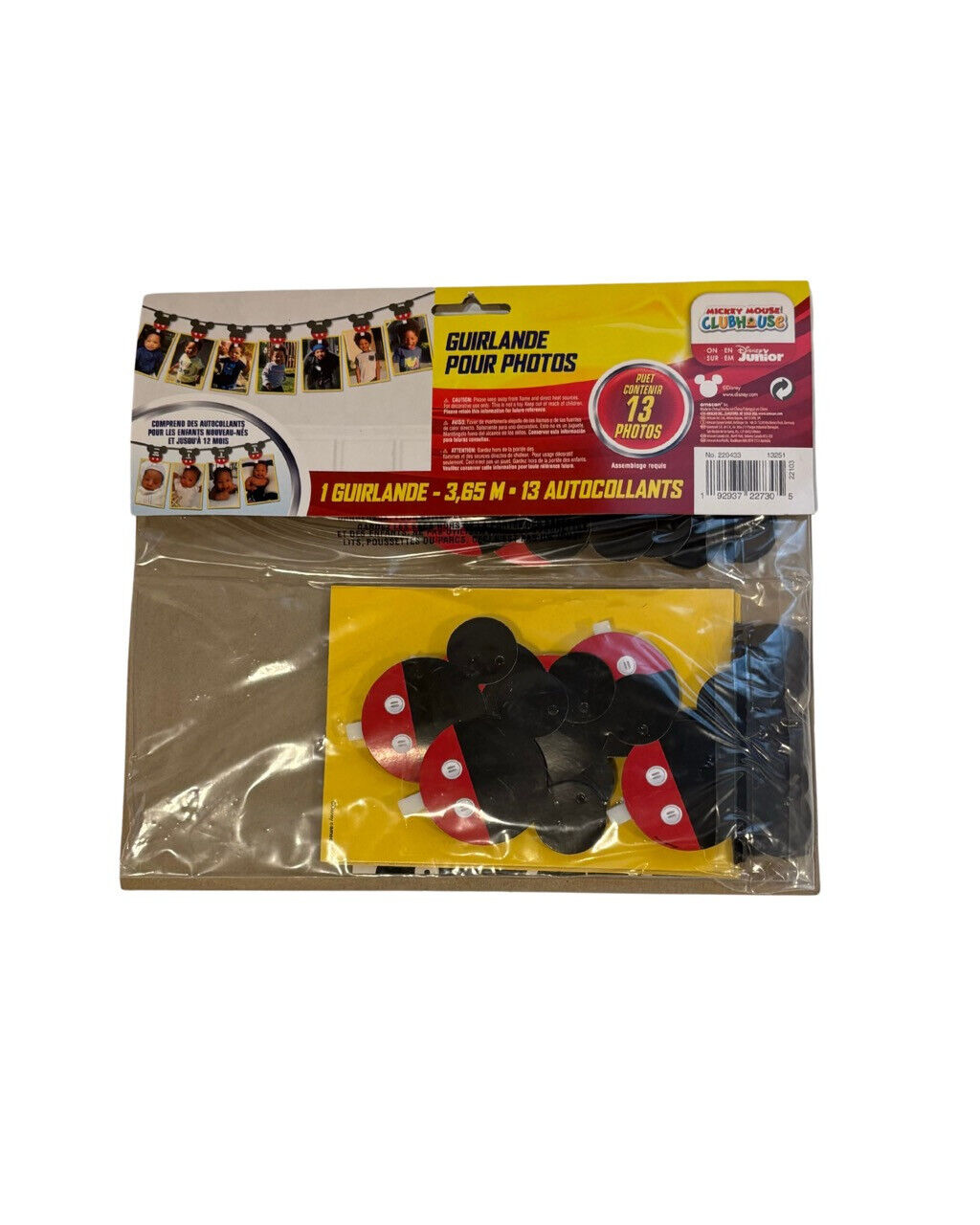 Mickey Mouse Birthday Photo Garland - 12ft Holds 13 Photos Disney Junior