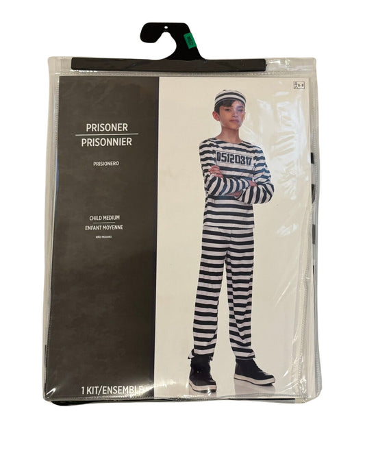 Kids Prisoner Inmate Convict Costume Halloween Kids Child Medium 6/8 Stripe
